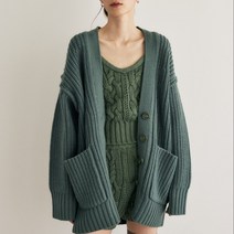 MOUSSY 루즈 니트 가디건 (그린)