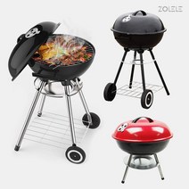 조엘리 캠핑용 애플 바베큐그릴 숯불 직화 훈제 BBQ 바베큐 구이 화로대, 35사이즈(레드), 1개