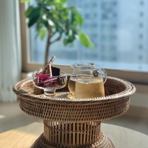라탄 티 테이블 후르츠 바스켓 라탄소품 간식바스켓(대 중 소), 티 테이블 S