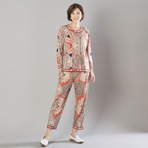 엄마옷 모슬린 면기하학나염상하세트홈웨어 YHS709083 마담/미시옷/중년여성의류/50대/60대여성옷/빅사이즈