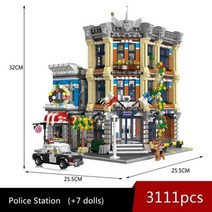 중국레고 89126 크리에이티브 엑스퍼트 모크 우체국 스트리트 뷰 브릭 모듈러 하우스 빌딩 블록 모델 장난감 유럽 타운 4133 개, Police Station