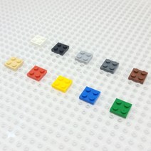 요고요 레고 호환 부품 커스텀 벌크 브릭 블럭 타일 플레이트 100G 소포장 패키지, [플레이트 2 x 2] 연회색 100G