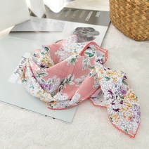 [토베] 플라워 수국 면 레이스 여성 손수건 목 스카프 겸용 에티켓 대형손수건 선물