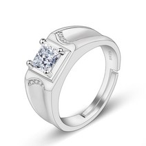 한일풍 라이트 럭셔리 모산석 다이아몬드 반지 순은 반지 남성 패션 모조 큐빅 웨딩 링 액세서리 PMJ009