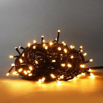 빛나라닷컴 LED 100P +전원코드 크리스마스 트리전구 검정선 줄조명, 전구색100P + 점멸기 전원코드선