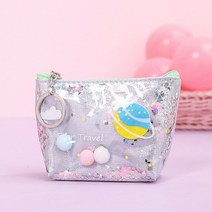레인보우프렌즈 필통 Kawaii Large Glitter Star Pencil Case Laser Leather Pen Box Big Makeup Bag for Girls Gift, Gray-Small