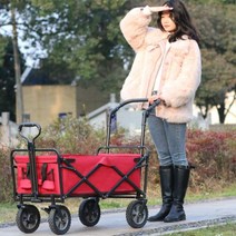 손잡이 캠핑카트 웨건 폴딩 콜맨 접이식 웨건상판, ONESIZE, 레드더블브레이크