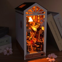 북엔드 책꽂이 감성 골목 수제 오두막 장식 3차원-636977, 06.비 온 뒤의 골목 + 도구 접착제 + LED