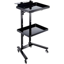 스텐 2단 미용실 트롤리 접이식 미용 카트 웨건 소형, A모델 블랙
