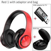 tv 헬멧 b39 무선 헤드폰 접이식 블루투스 헤드셋 pc 태블릿 블루투스 어댑터 방수 이어폰 가방 게임 TV 음악, 협력사, Red1-어댑터-백