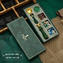 LOVFIR 파스텔 왁스 알갱이 세트 문예 빈티지 스탬프 선물 6종 세트, 1세트, 진녹색