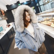 여성 봄 가을 안감 퍼 후드 청자켓 재킷.디작소