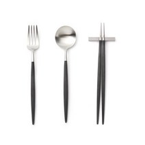 큐티폴 고아 블랙 한식 3종 1인조 세트[포크1P+스푼1P+젓가락1인조], 단품없음
