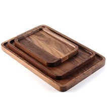 수제 원목 플레이팅 나무도마 음식 서빙 트레이 단단한 빈티지 집사 아침 식사 트레이, 34x23x1.5cm