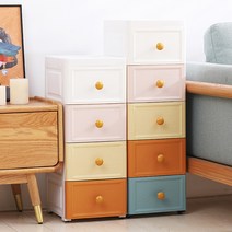 행운스타 혼합색 플라스틱 정리장 옷장 서랍장 CG116, 7층, 화이트 46cm