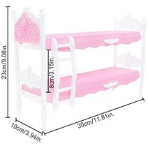 유아벙커침대 인형 집 가구 핑크 이층 인형 침대 공주 소녀 침실 바비 벙커침대