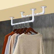 이퍼피 옷가게 드레스룸 간편 설치 벽걸이 천장 설치형 행거, 화이트_길이120cmX폭25cm