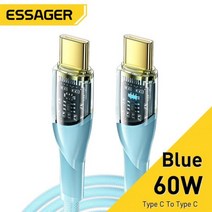 USB 케이블 A B C 데이터 전송 컴퓨터 카메라 프린터 연장 선 Es세이지r 100W 타입 투 PD 고속 충전 충전기 삼성 화웨이 샤오미 포코 맥북 POCO Mac부k USBC, 60W Blue Cable_1m, 60W Blue Cable