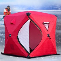 큐브 얼음낚시텐트 빙어 낚시용 갯바위 텐트 쉘터 이글루텐트, 레드 1.8x1.8x2.1m