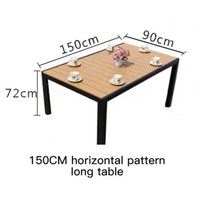 야외 테이블 세트 테라스 정원 소파 테라스 안뜰 방수 빌라 발코니 레스토랑 안뜰을위한 야외 정원 라운지 플라스틱 나무 테이블과 의자, 1.5m 길이의 테이블