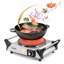 Duronic HP1 SS 쿠킹 플레이트 | 전기 단일 핫플레이트 | 스토브 | 스테인레스 스틸 호브 | 스테인레스 스틸 | 지속적으로 조절 가능한 온도 | 운반 손잡이 | 1500와트 | 캠핑 -18759