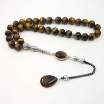 패션 팔찌 남자 Tasbih 자연 호랑이 눈 돌 이슬람기도 구슬 이슬람 Eid 라마단 Guality 선물 묵주 33 66 99 구슬