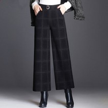 여성 모직 바지 슬랙스 부츠컷 체크 정장 팬츠 st83