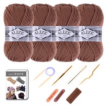 마마니트 맥시 목도리털실 4p DIY 세트, 466 밀크브라운, 1세트