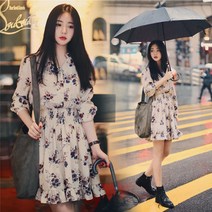 로로스키니 여성 여름 원피스 봄 가을 쉬폰 꽃무늬 플라워 LS0519