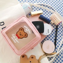 화장품파우치 여행용 화장품 이너백 메이크업 박스 미니 생리대 가방 파우치 Milkjoy 메쉬 베어 케이스 귀여운 걸스 카와이 패션 여성용 워시 주최자 핸드백