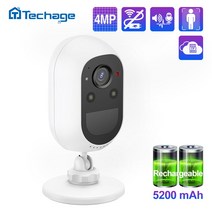 pc웹캠 방송용캠 컴퓨터캠 Techage-HD 4mp 태양 전지 와이파이 IP 카메라 양방향 오디오 보안 무선 충전식, 3MP No Card, 01 3MP No Card