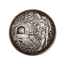 1921 미국 호보 동전 남자와여자 기념주화 황동 실버 도금 공예 홈인테리어 수집