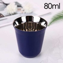 데미타세 데미타세잔 도피오잔 싱글찻잔 호텔커피잔 80ML 에스프레소 머그잔 304 스테인레스 스틸 커피 컵, 03 Dark blue