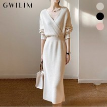 귈림 브이넥 골지 니트 원피스 GBSOP023P