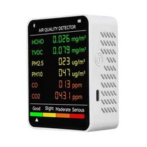 가스 누출 누설 측정기 감지기 휴대용 6 in 1 공기 품질 모니터 다기능 디지털 온도 습도 테스터 이산화탄소 co2 tvoc hcho, 하얀