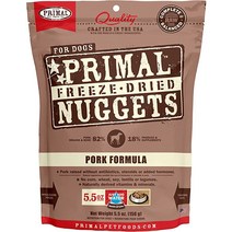 프리말 펫푸드 Primal 동결건조 사료 너겟 돼지고기 5.5온스 완전한 균형 잡힌 국자 건강한 곡물 무첨가 생 Crafte 강아지