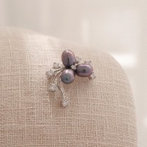 바보사랑 바이데이지 흑진주 플라워 큐빅 미니 브로치 Bb0313.바이데이지