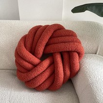 ZANYB 핸드메이드 매듭 장식 쿠션 둥근 바닥 베개 거실 소파 가정용 플리스 셰르파 캐러멜 USA 미국, Red
