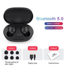 MF A6S휴대용 Bluetooth 이어폰 TWSEarpod 무선 스테레오 이어 버드 핸드 무료 Blutooth Earfon 버튼 제어 iPod 년 Fon, Black