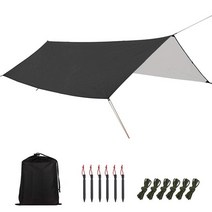 테라스차양막 어닝 천갈이 천막 비가림막 그늘막 방수 포 텐트 초경량 비 플라이 정원 캐노피 야외 캠핑 해먹 비치 태양 보호소, 블랙 118인치