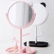 러블리 하트 미러 손 거울 탁자 탁상 사무실 책상 화장대 휴대용 간이, 핑크