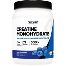 Nutricost 뉴트리코스트 크레아틴 모노하이드레이트 (500그램) (블루 라즈베리), 1.1 Pound (Pack of 1), Blue Raspberry