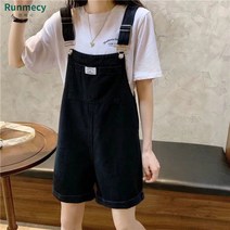 런메시Runmecy 여자 여름멜빵 반바지 멜빵팬츠 청점프수트 코디