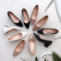 잇슈 브이컷 블럭굽 여성 미들힐 펌프스 (4.4cm) 5272
