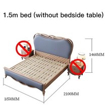 1.8m 더블 침대 아메리칸 라이트 럭셔리 솔리드 우드 침대 퀸 플랫폼 프레임 침실 가구 모던 Camas Cama De Casa, 1.5m 침대