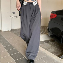 여성 댄스복 간지나는 댄스걸 조거팬츠MEXZT-빈티지 스플라이스 하이 웨이스트 스트레이트 캐주얼 바지 여