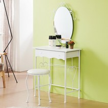 [룩홈] 클래식 철제 선반형 화장대, 클래식 철제 선반형 화장대[타원형]-화이트