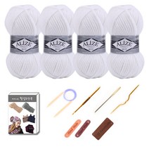 마마니트 맥시 목도리털실 4p DIY 세트, 55 화이트, 1세트