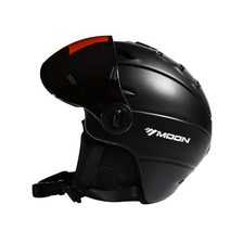 MOON Professional Half-covered Ski Helmet 일체형 스포츠 남자 여자 눈 스키 스노우 보드 헬멧 고글 포함, M55-58cm, 협력사, 검은 색