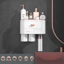 홍양 칫솔꽂이 펀치프리 치약 짜는 기계, 두 컵